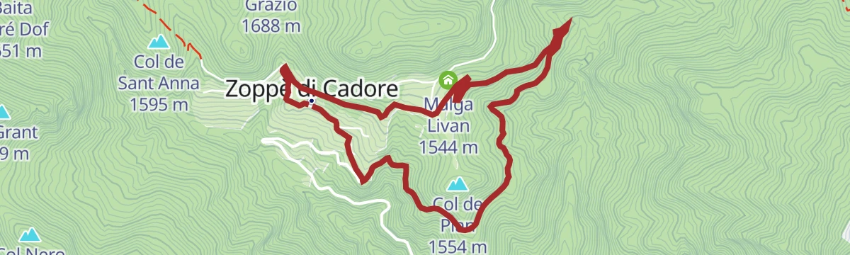 Route map: ZOPPE’ DI CADORE – COL DEL PIAN by E-BIKE (06)